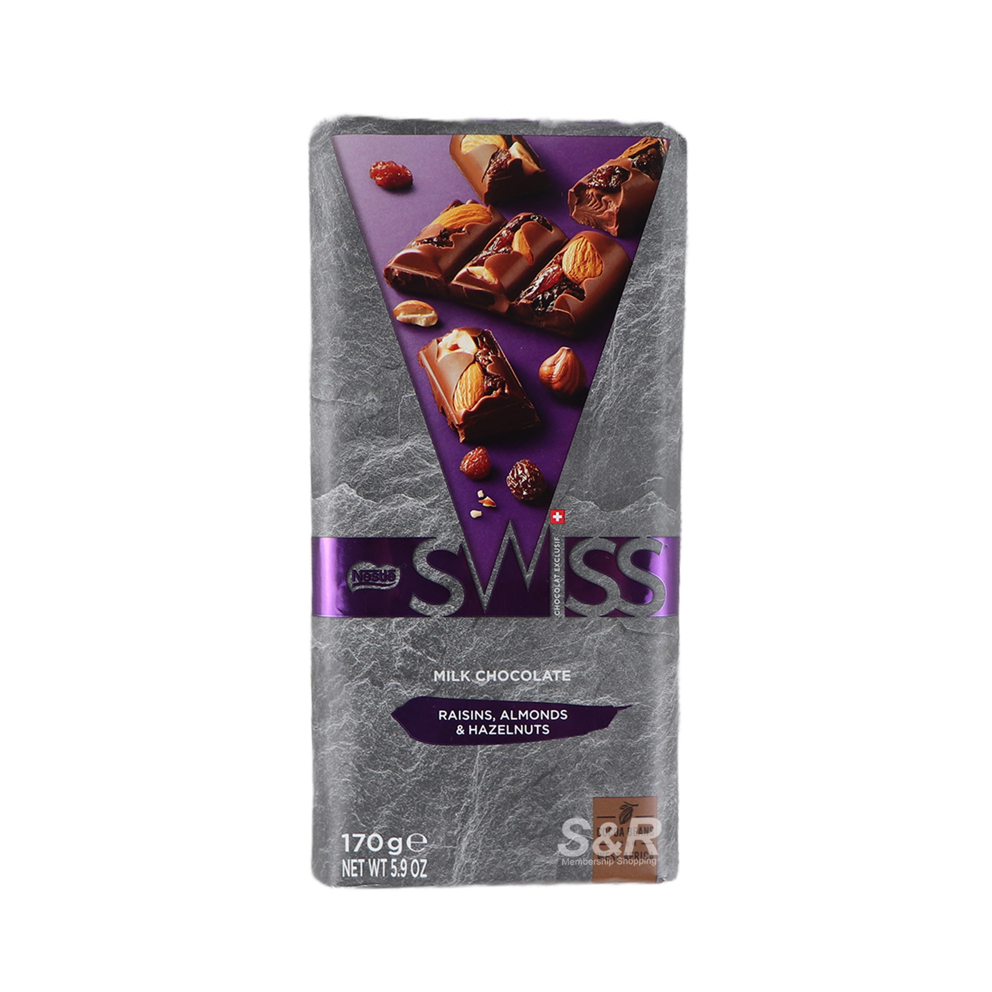 Nestle Swiss Raisins, Almonds, & Hazelnuts Milk Chocolate 170g